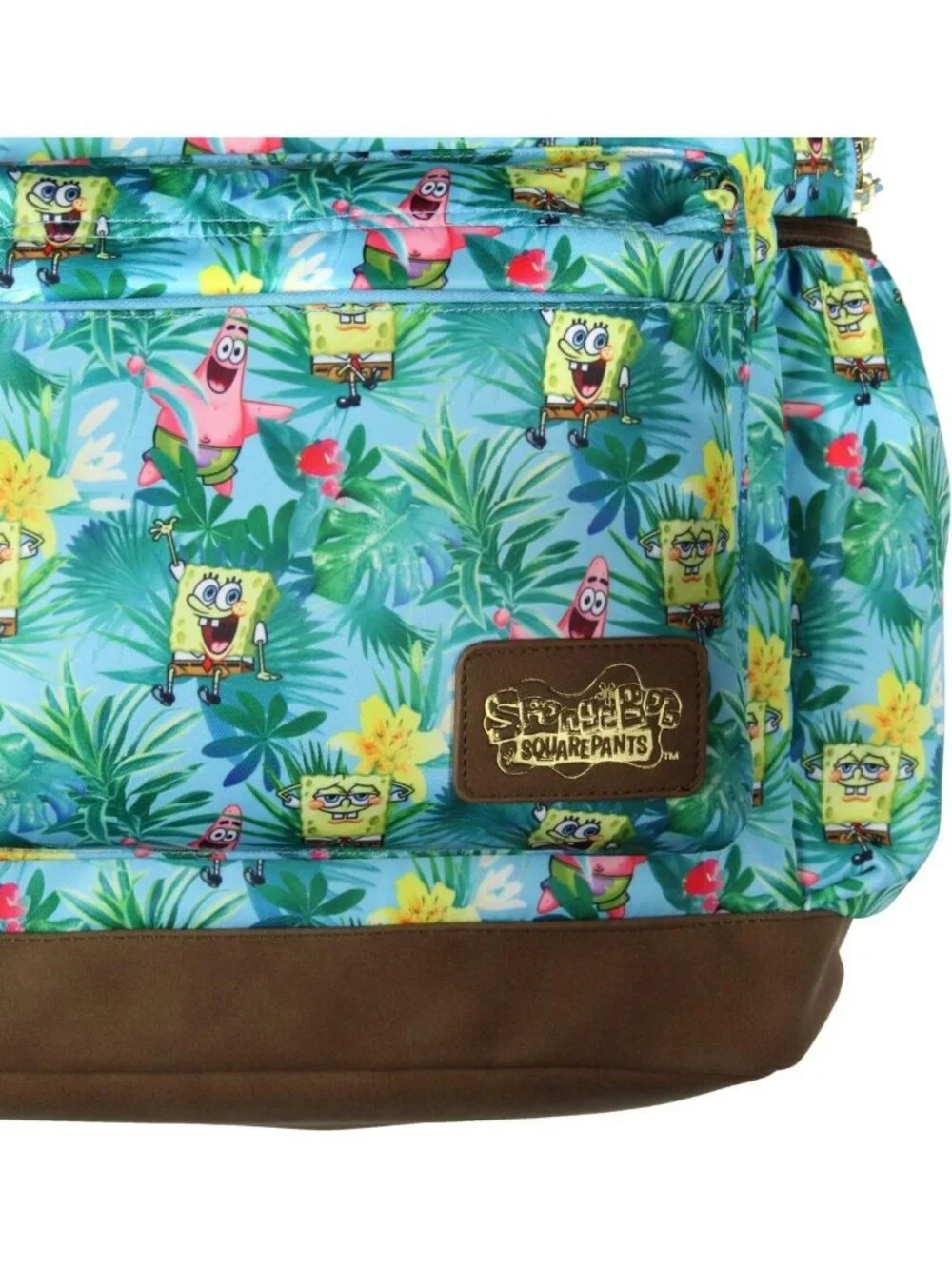 Tropical SpongeBob & Patrick School Backpack with Faux Leather Bottom, 16